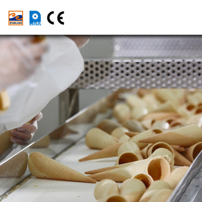 Garis produksi kerucut Barquillo otomatis dengan kerucut standar CE 5000/jam