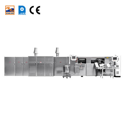 PLC Kontrol Eggs Roll Line Produksi 1.5KW Otomatis Waffle Roll Untuk Mesin Roti