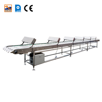 Aksesoris untuk es krim kerucut Marshalling pendingin conveyor dengan CE