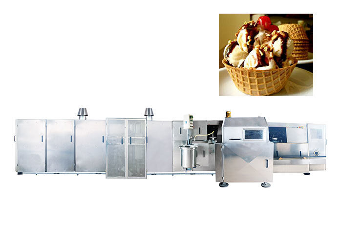 Sepenuhnya Gula Rol Kerucut Antena Line Produksi / Industri Ice Cream Maker Dengan Pelat Besi Cor Baking