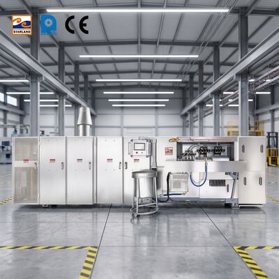 Garis produksi wafer kerucut otomatis dengan kontrol suhu layar digital dan sistem kontrol PLC untuk output yang konsisten